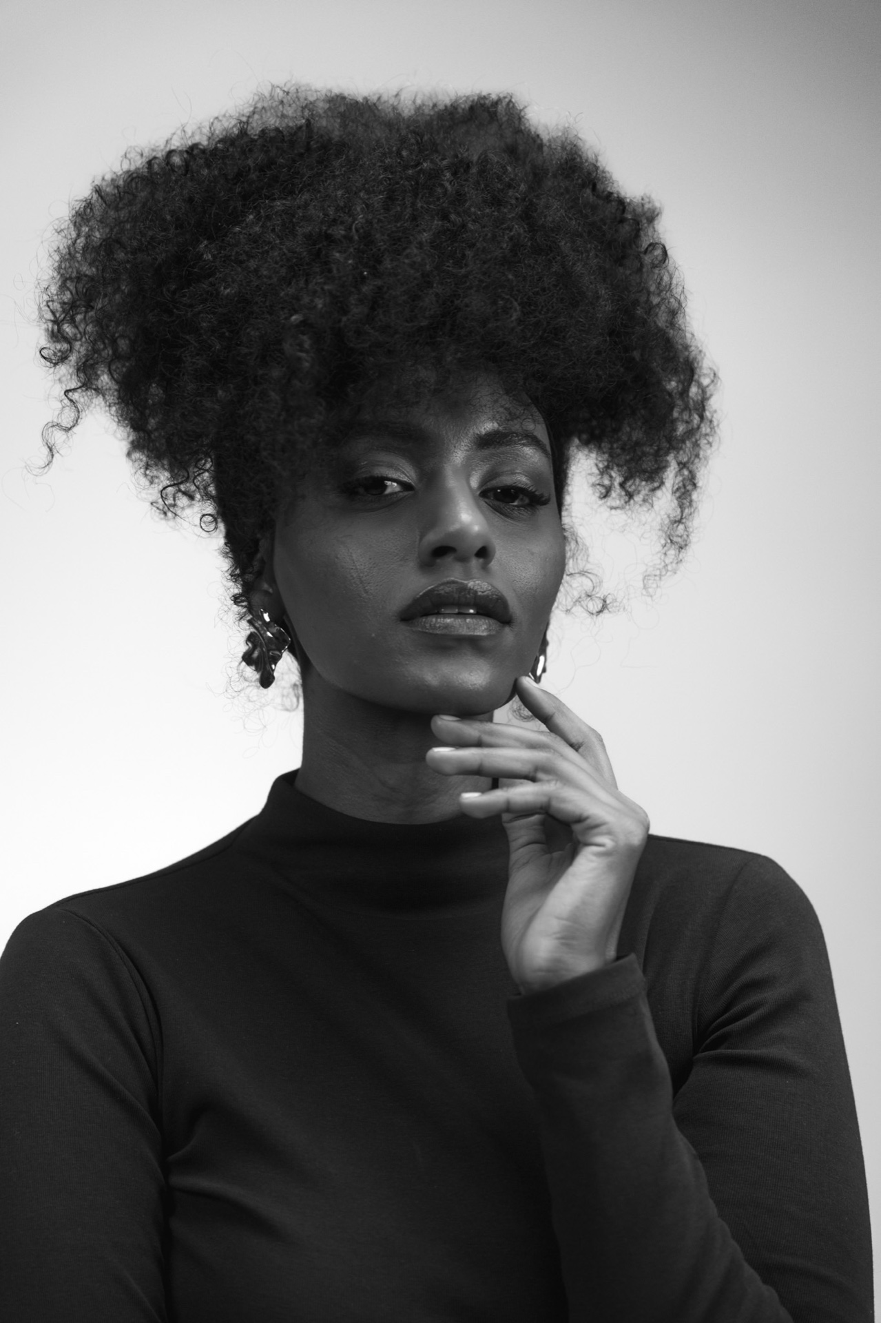 Beauty portrait in black turtleneck